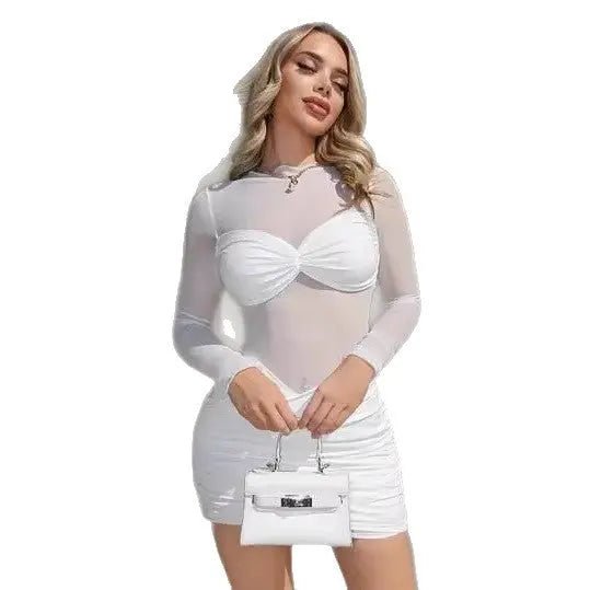 Bodycon dress with long, sheer sleeves - TheSheriffShop