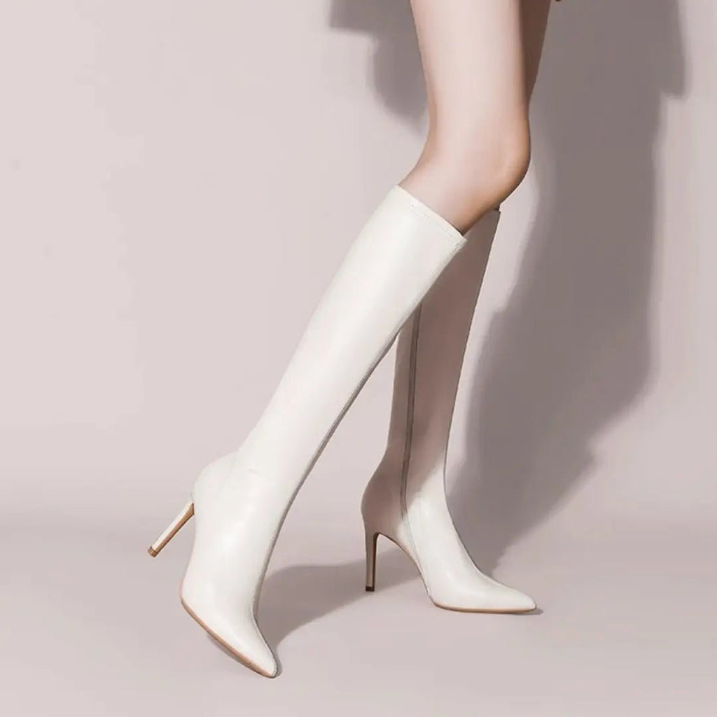 Bottes Cuissardes Blanches Femme - Bout Pointu Style Décontracté Chic - TheSheriffShop