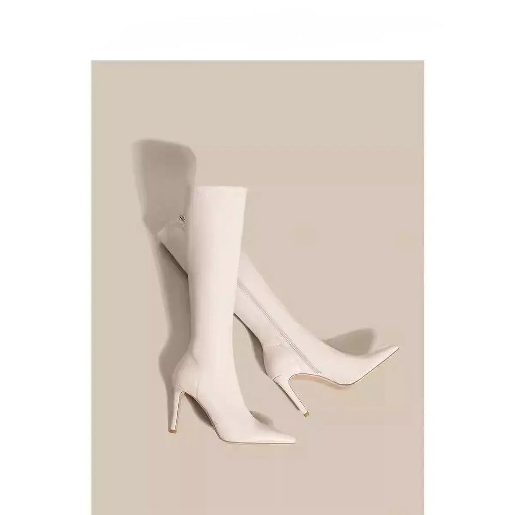 Bottes Cuissardes Blanches Femme - Bout Pointu Style Décontracté Chic - TheSheriffShop