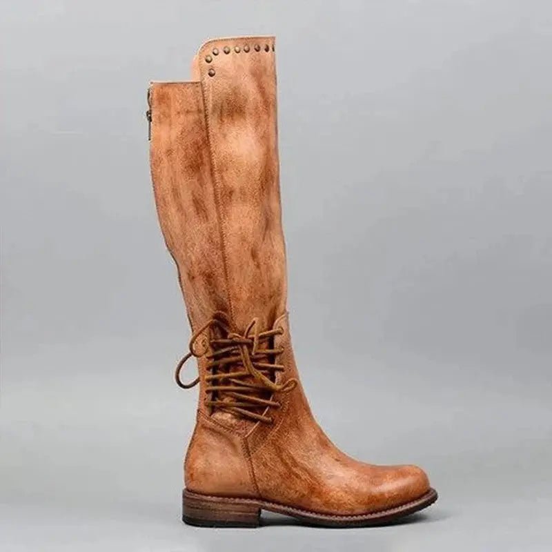 Bottes Femme en Cuir à Lacets - Bout Rond Confortable et Élégant - TheSheriffShop