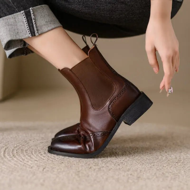 Bottines féminin en cuir style britannique et semelle souple - TheSheriffShop