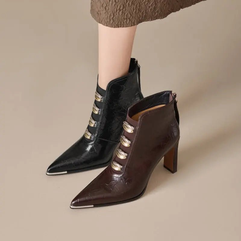 Chic 'Versailles' Ankle Boots with a Back Zip - TheSheriffShop