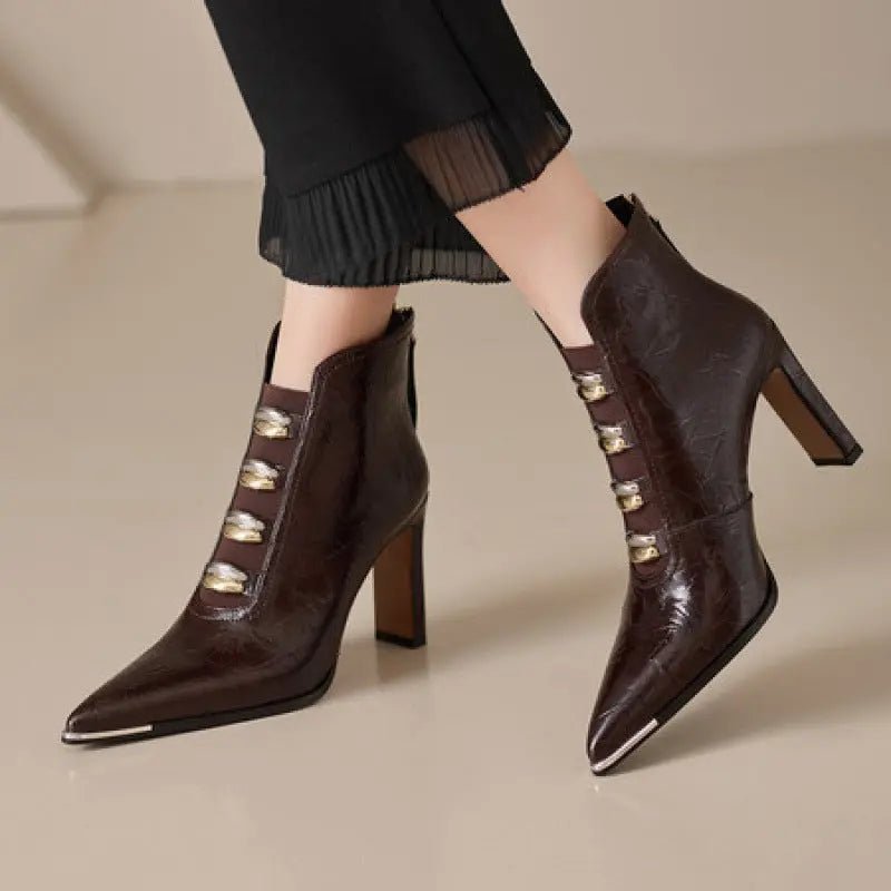 Chic 'Versailles' Ankle Boots with a Back Zip - TheSheriffShop