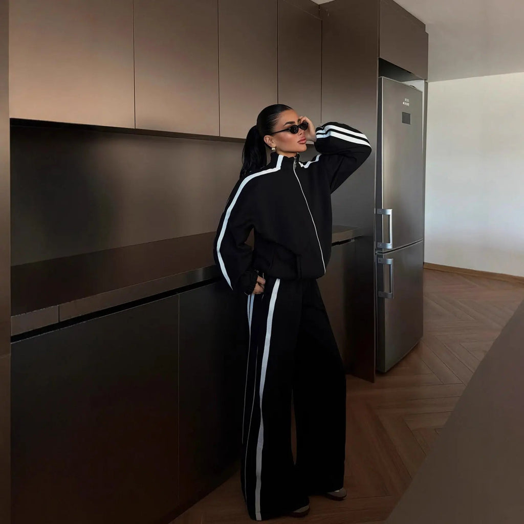 Ensemble de sport décontracté à manches longues et blocs de couleur - TheSheriffShop