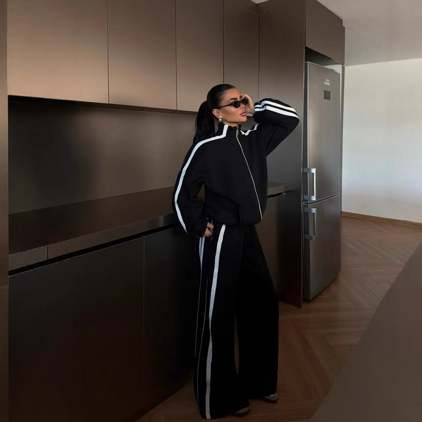 Ensemble de sport décontracté à manches longues et blocs de couleur - TheSheriffShop