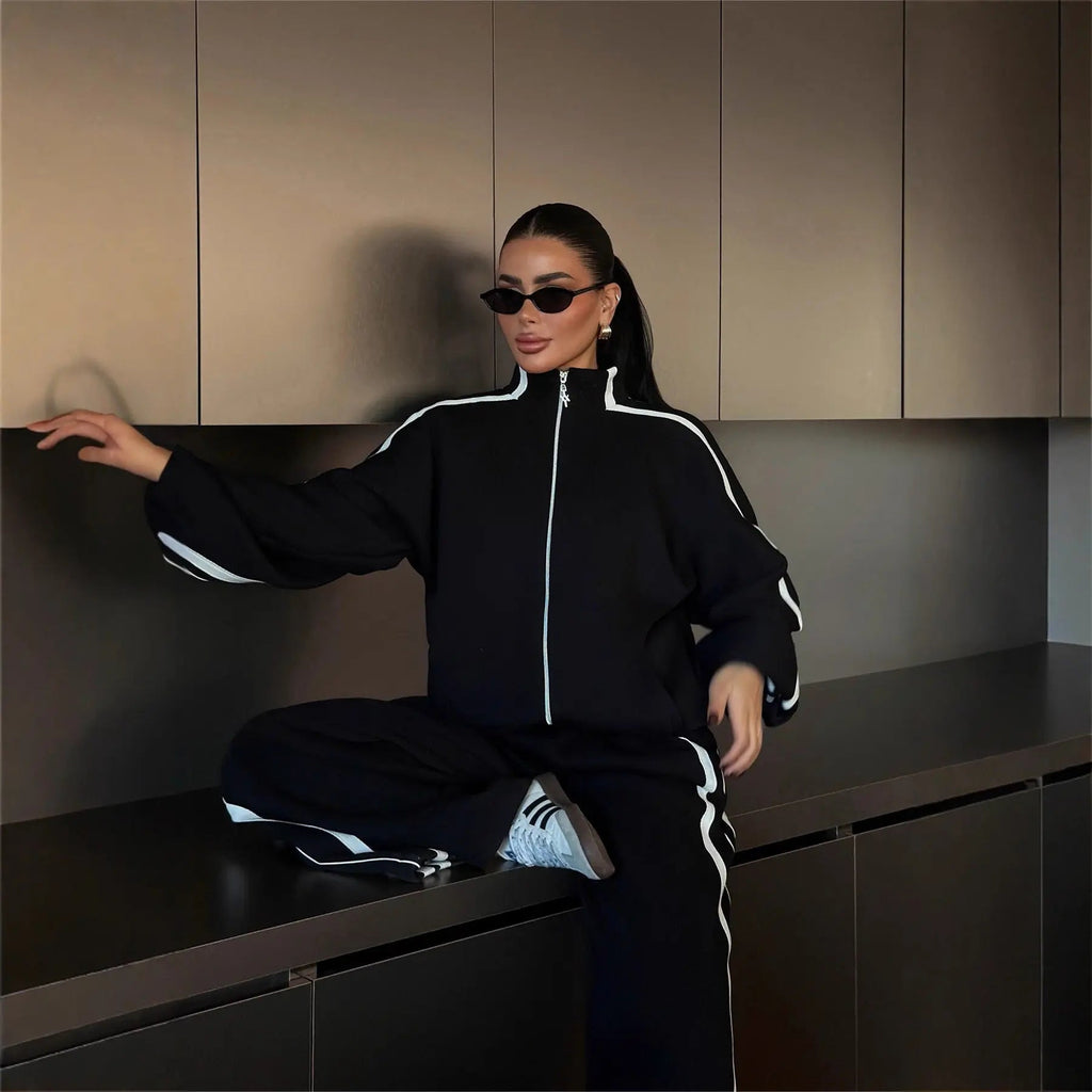 Ensemble de sport décontracté à manches longues et blocs de couleur - TheSheriffShop