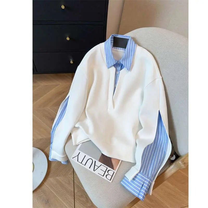 Haut 2 - en - 1 Sweat & Chemise à Rayures - TheSheriffShop