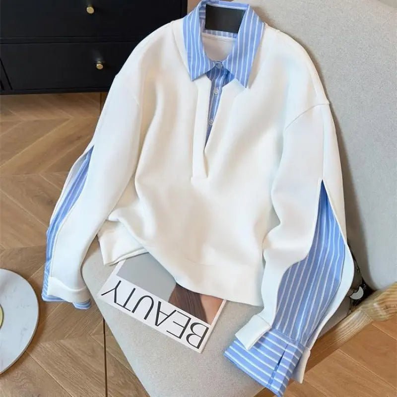 Haut 2 - en - 1 Sweat & Chemise à Rayures - TheSheriffShop