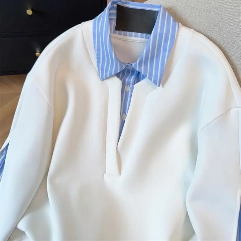 Haut 2 - en - 1 Sweat & Chemise à Rayures - TheSheriffShop