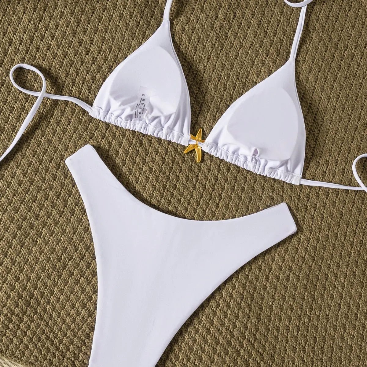 Maillot de bain bikini à lacets et pendentif métallique - TheSheriffShop