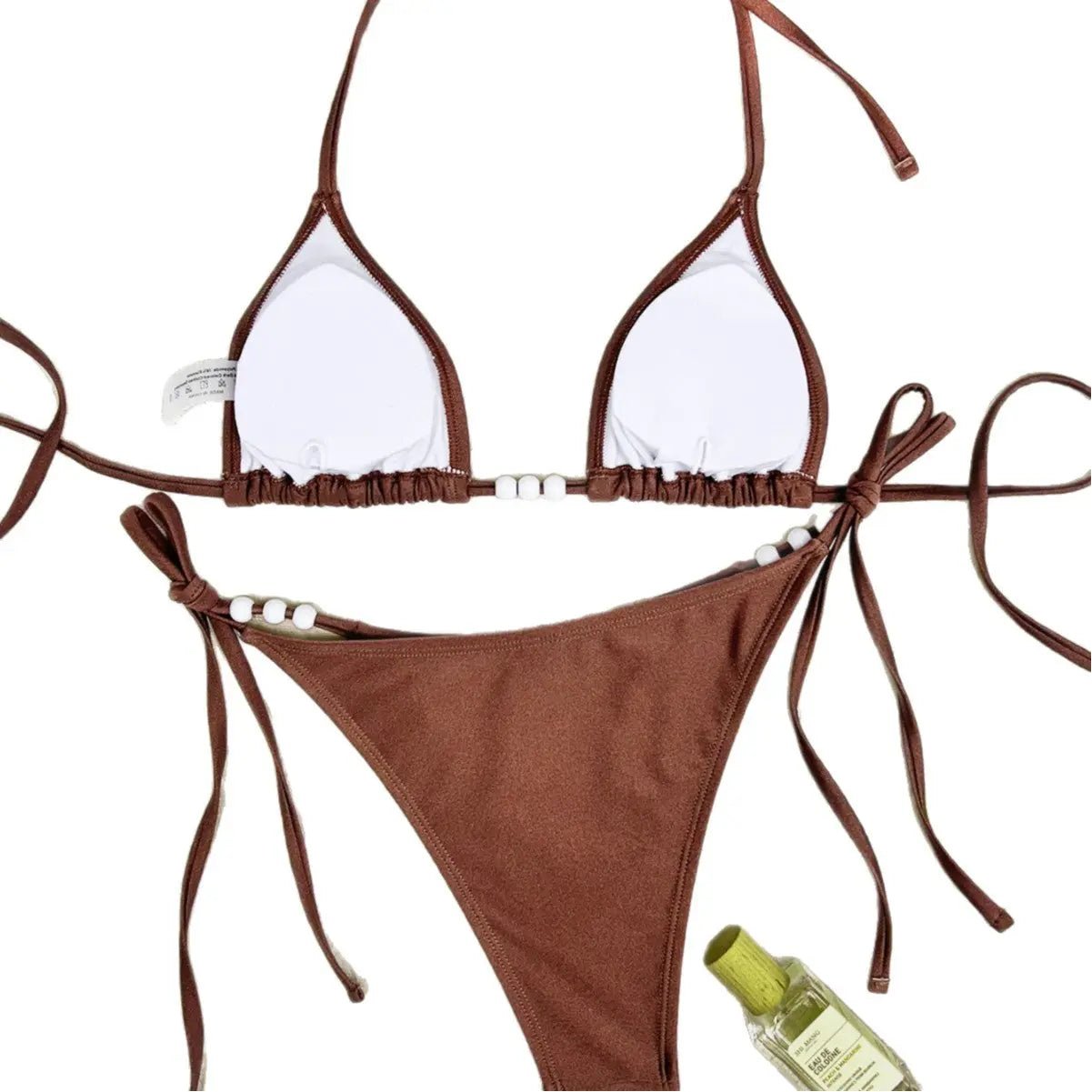 Maillot de bain bikini avec lacets, perles et pendentif - TheSheriffShop