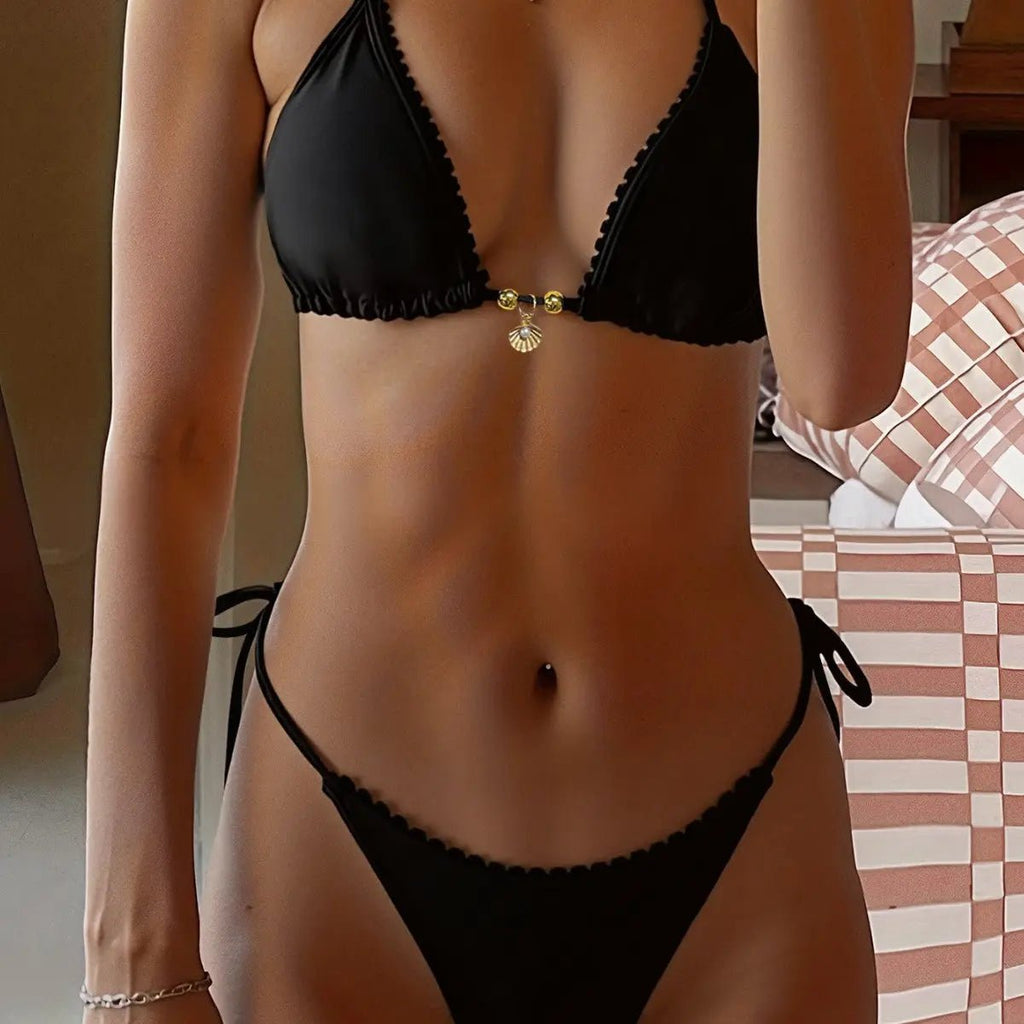 Maillot de bain bikini avec pendentif motif corail - TheSheriffShop