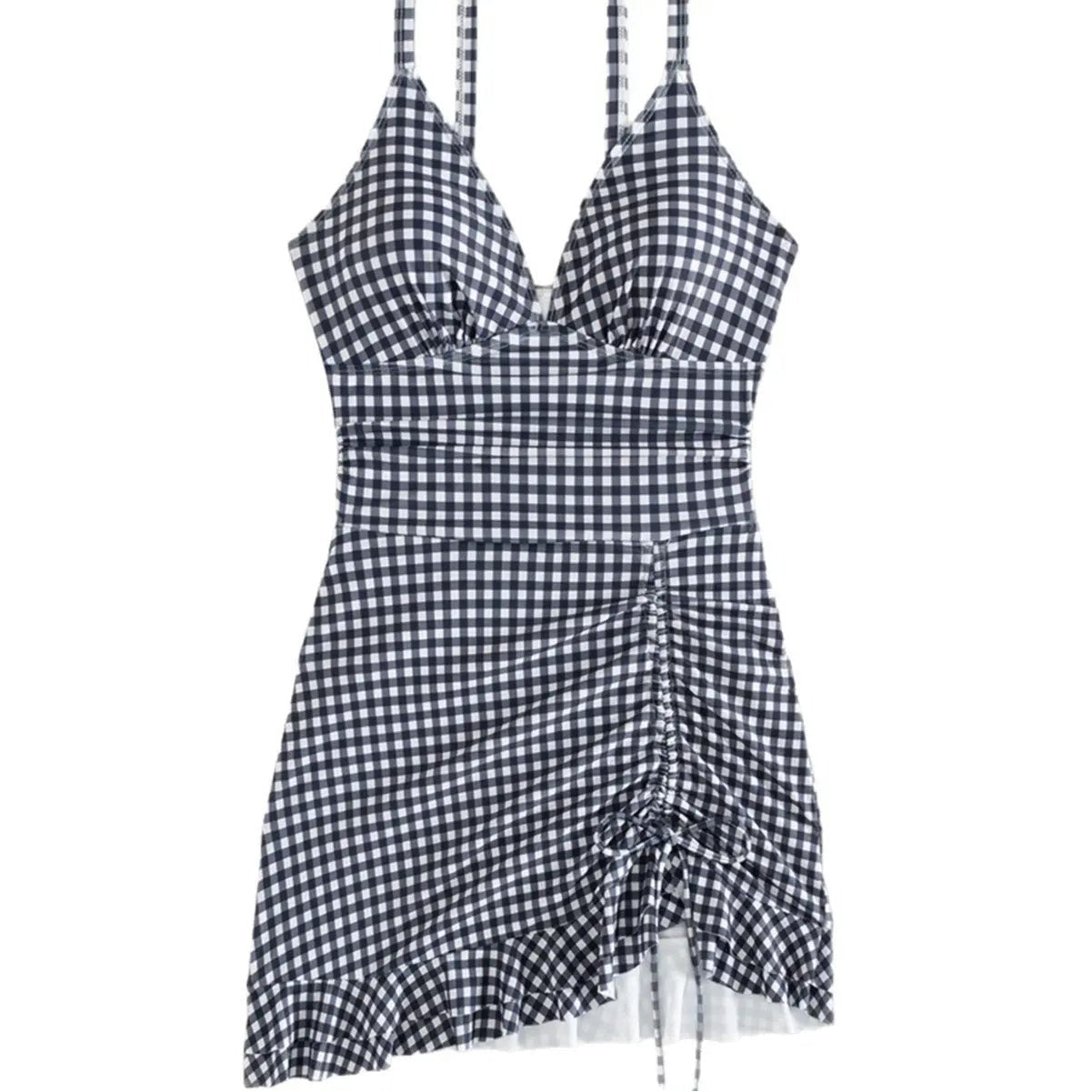 Maillot de bain une pièce à carreaux noirs et blancs - TheSheriffShop