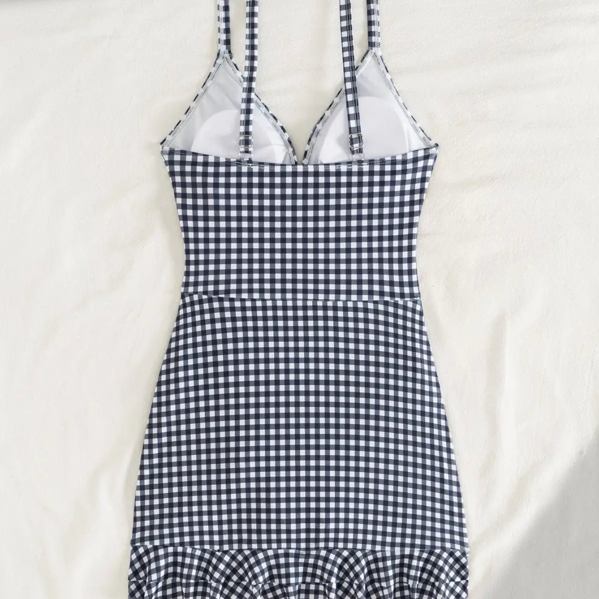 Maillot de bain une pièce à carreaux noirs et blancs - TheSheriffShop