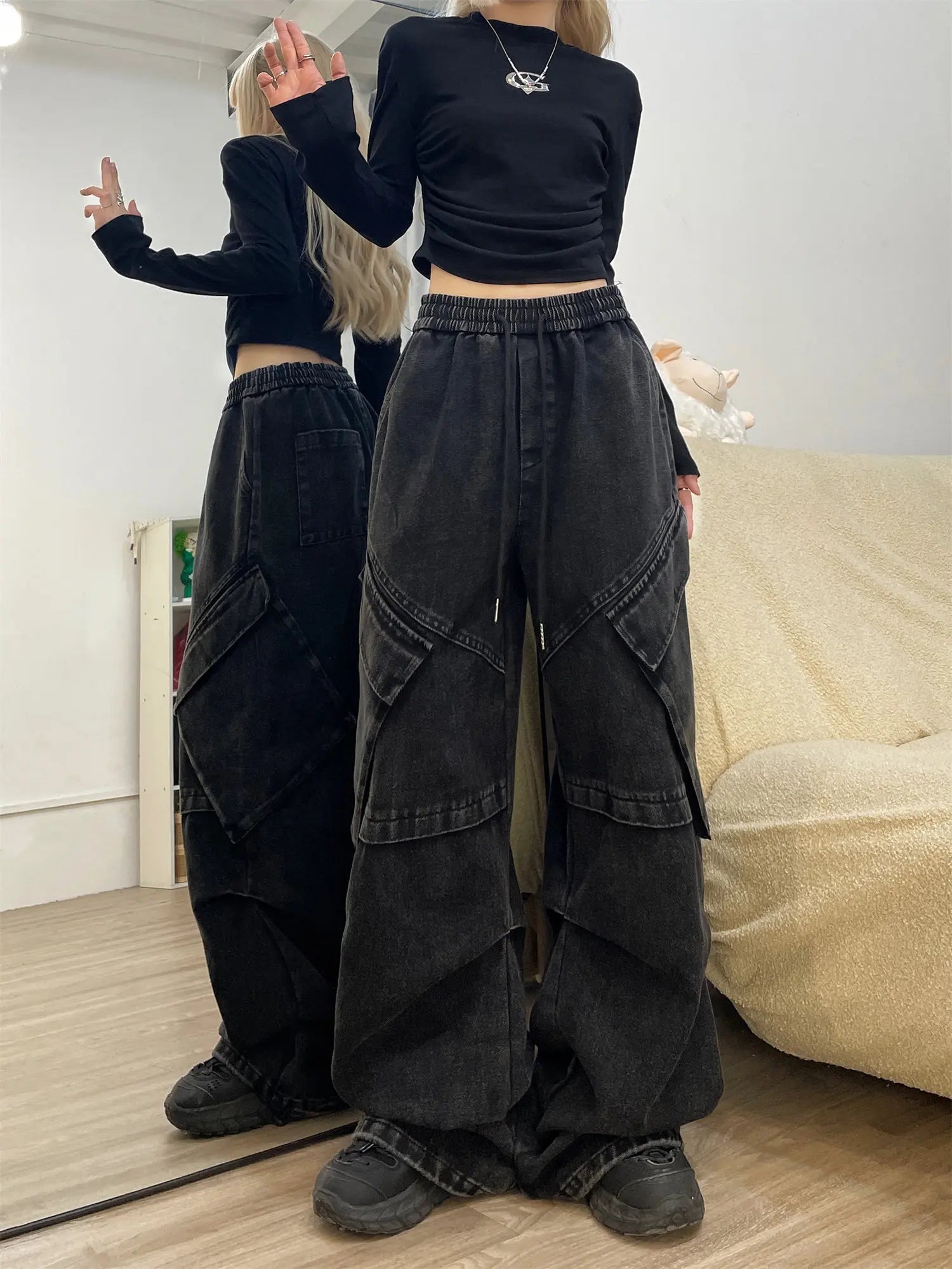 Nouveaux pantalons jeans, style américain pour femmes, avec une coupe large et épaisse. - TheSheriffShop