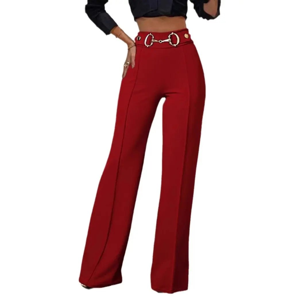 Pantalon droit décontracté pour femme, couleur unique - TheSheriffShop