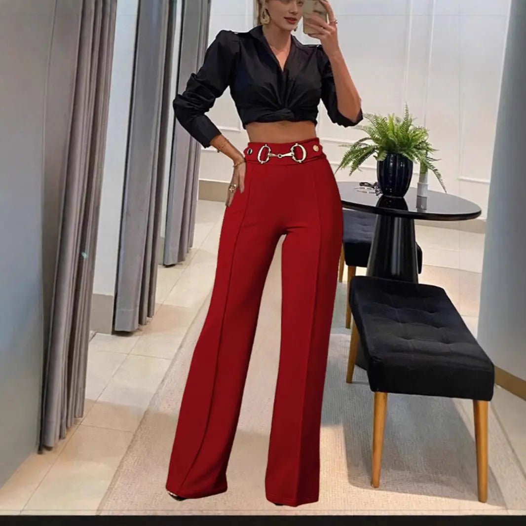 Pantalon droit décontracté pour femme, couleur unique - TheSheriffShop