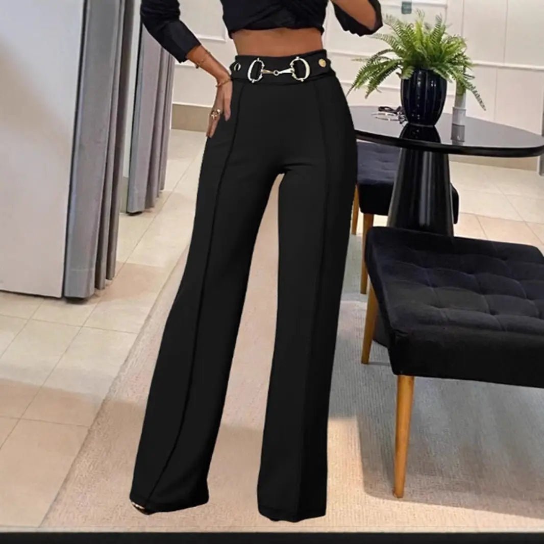 Pantalon droit décontracté pour femme, couleur unique - TheSheriffShop